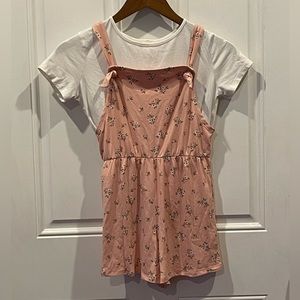 Floral 2pc Overalls set, girls size 12